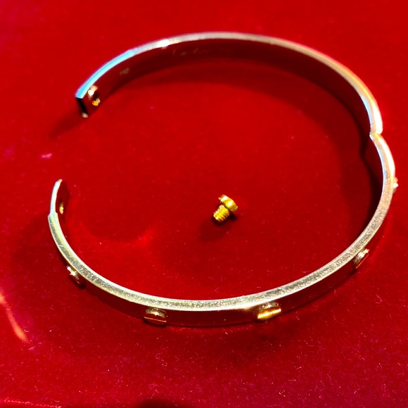 18K White gold and Yellow gold bangle bracelet - Picture 2 of 10